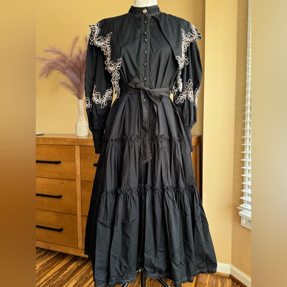 Elegant Black Embroidered modest Dress